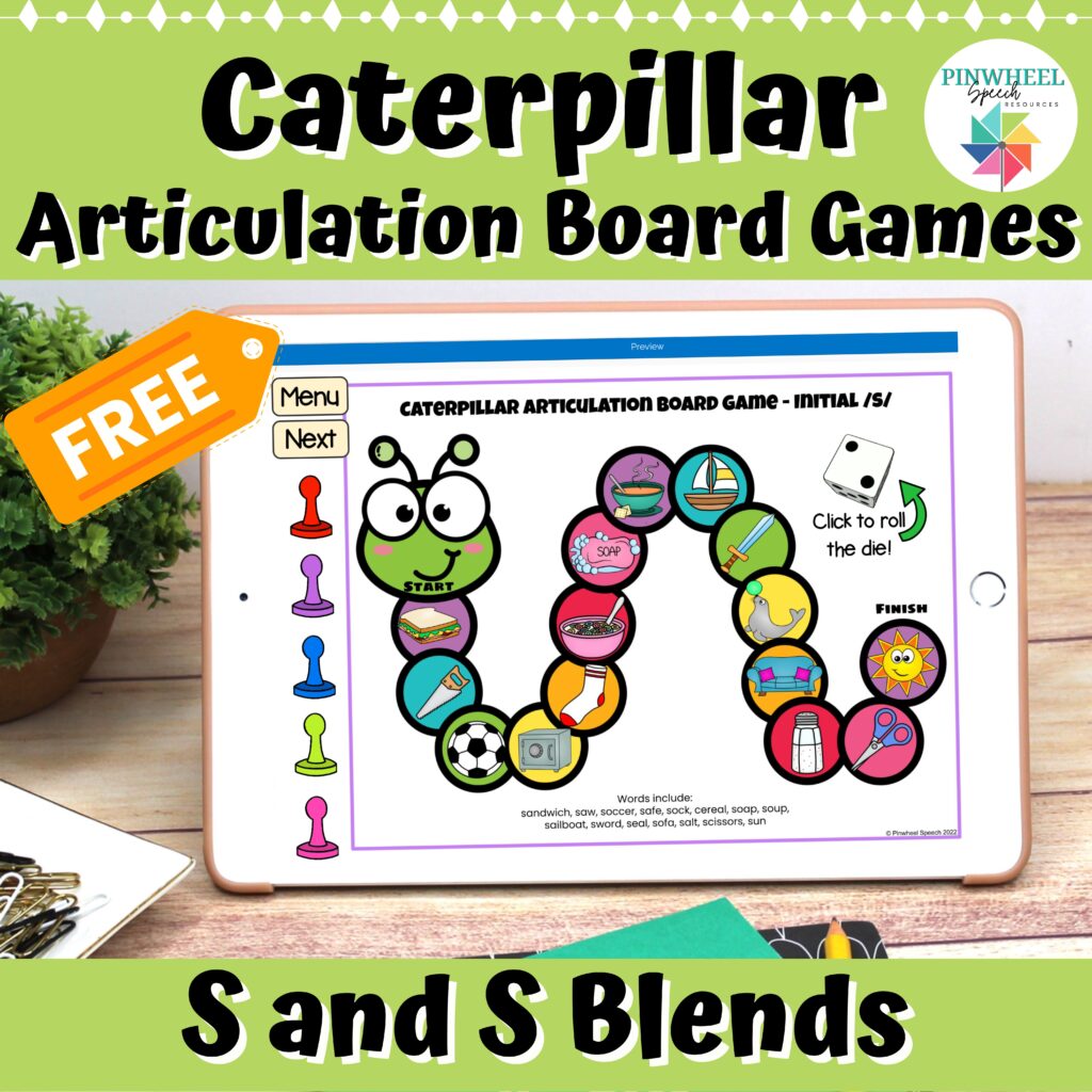 S and S Blends Caterpillar Board Games Free Sample Activity