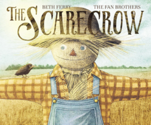 Book cover shows a scarecrow