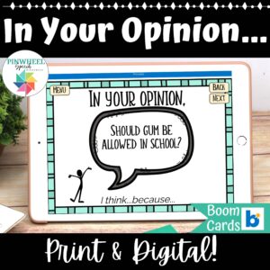 Cover of In Your Opinion Boom Card activity