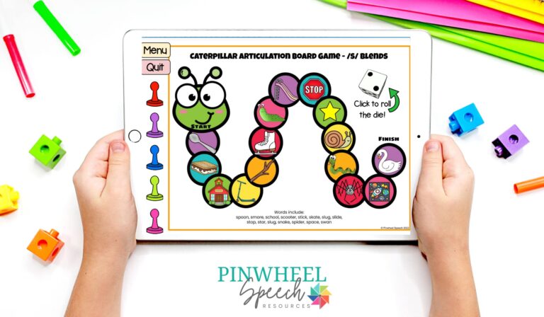 Image shows a digital Boom Card caterpillar game activity